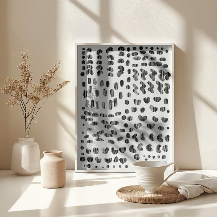 Dots and Strokes Framed Art Modern Wall Decor