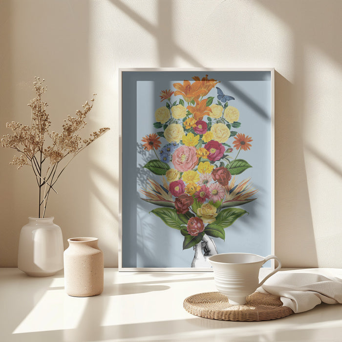 Botanical blue bouquet Framed Art Wall Decor