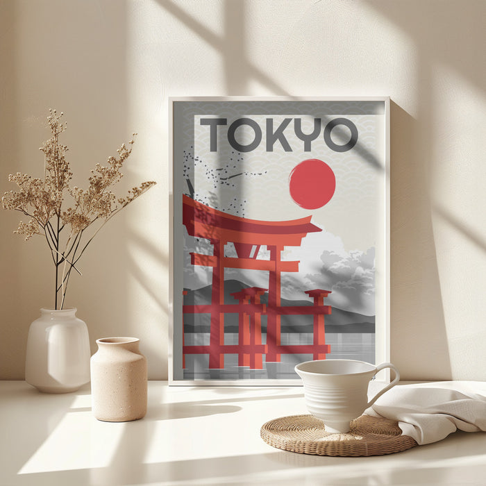 Kyoto Sun Framed Art Modern Wall Decor