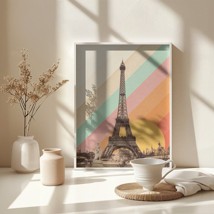 Eiffel Tower Rainbow Framed Art Modern Wall Decor