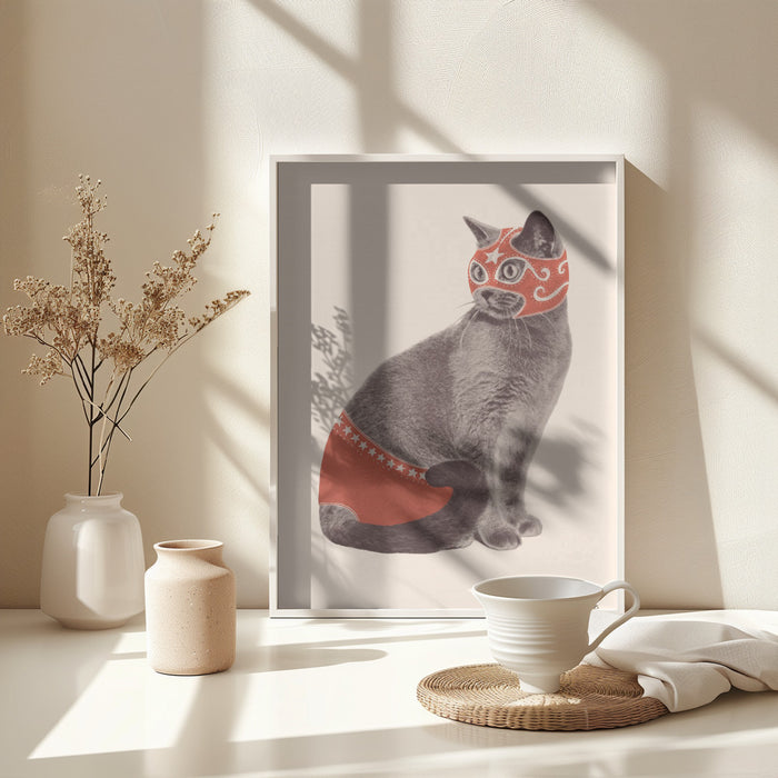 Chat Catcheur Framed Art Wall Decor