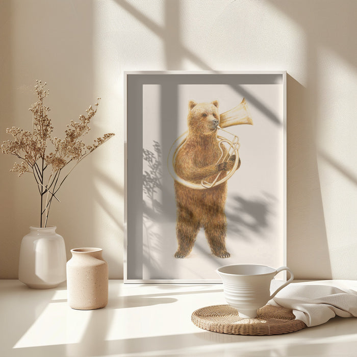 The Bear and His Helicon Framed Art Wall Decor