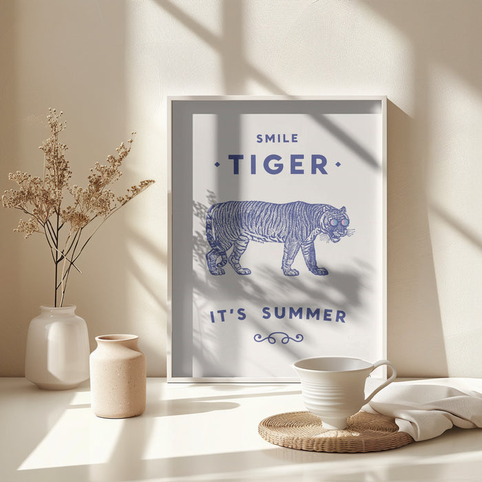 Smile Tiger Framed Art Wall Decor