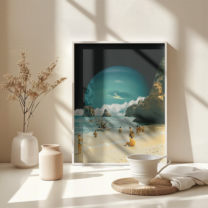 Space Beach Framed Art Modern Wall Decor