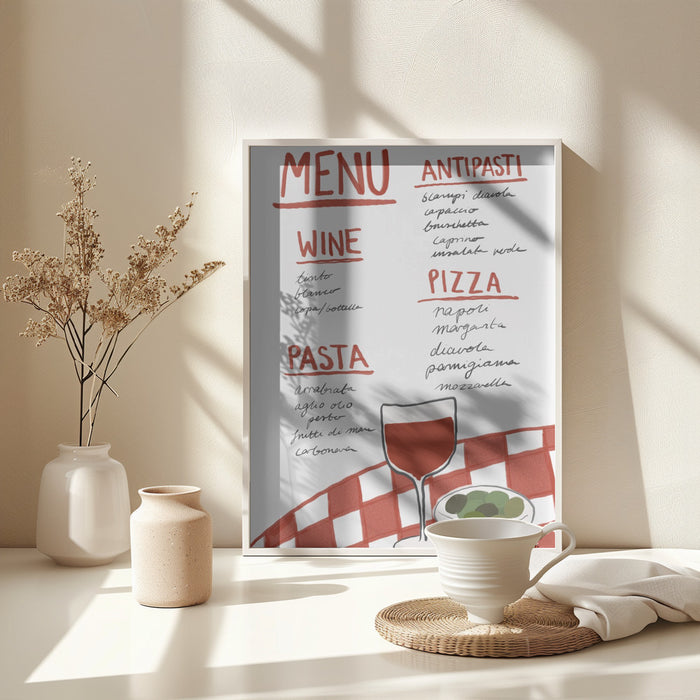 Italian Menu Framed Art Wall Decor