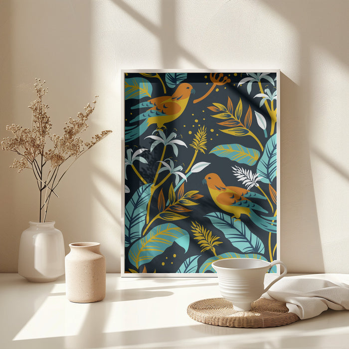 Birds and Plants Framed Art Wall Decor