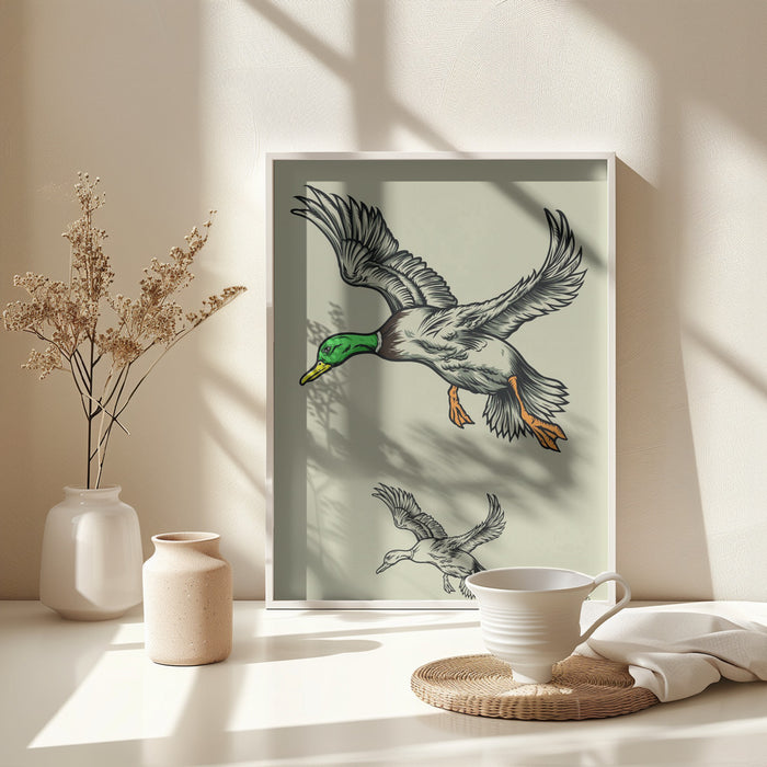 Flying Ducks Framed Art Wall Decor