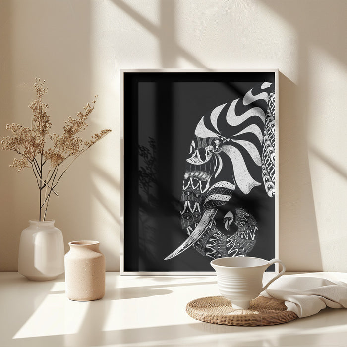 Ornate Elephant Framed Art Wall Decor