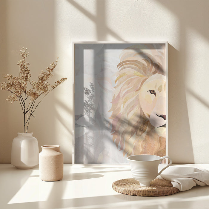 Lion Half face 1 Framed Art Wall Decor