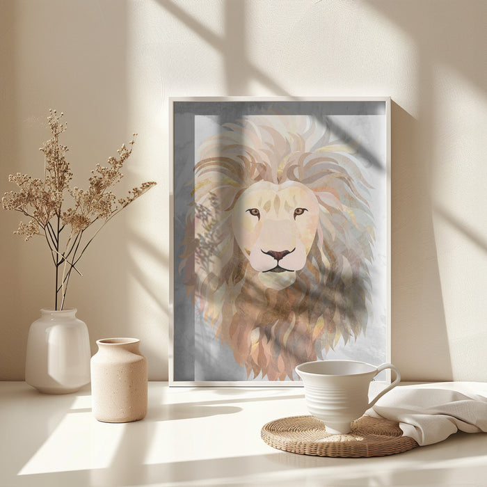 Golden lion portrait Framed Art Wall Decor