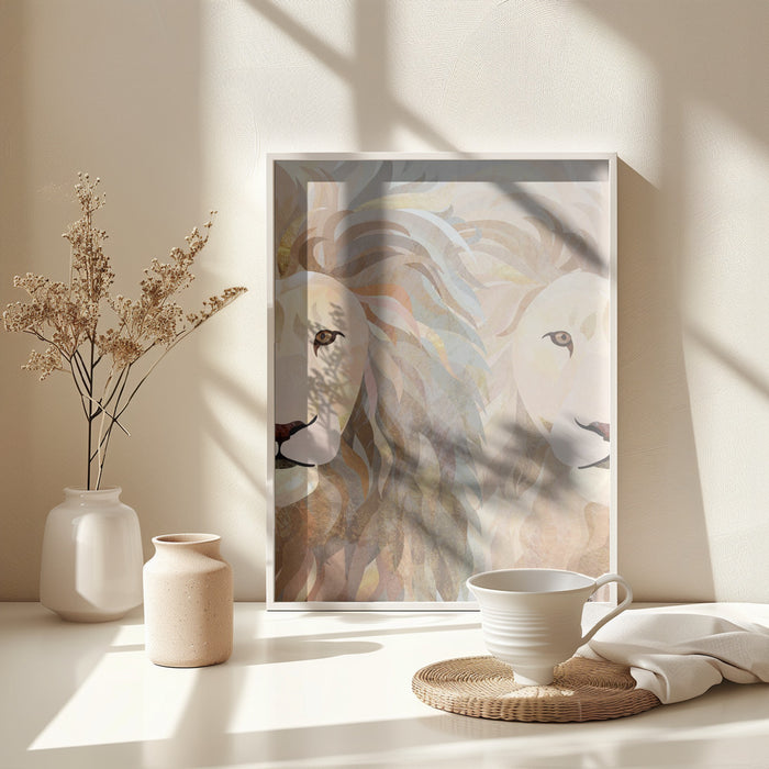 Lion half face 2 Framed Art Wall Decor