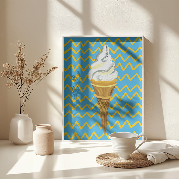 Ice Cream Blue Framed Art Wall Decor