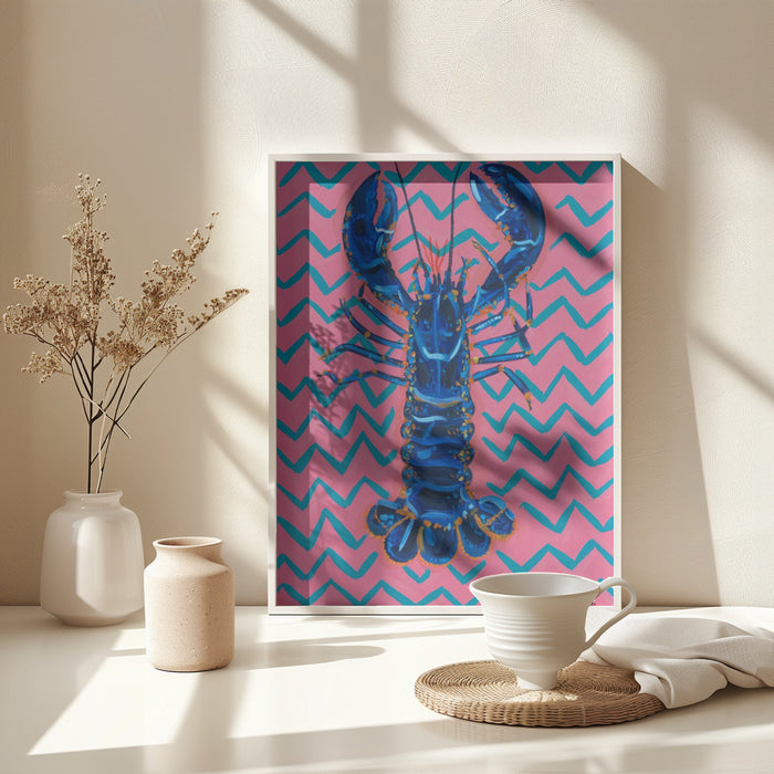 Lobster On Zigzag Framed Art Wall Decor