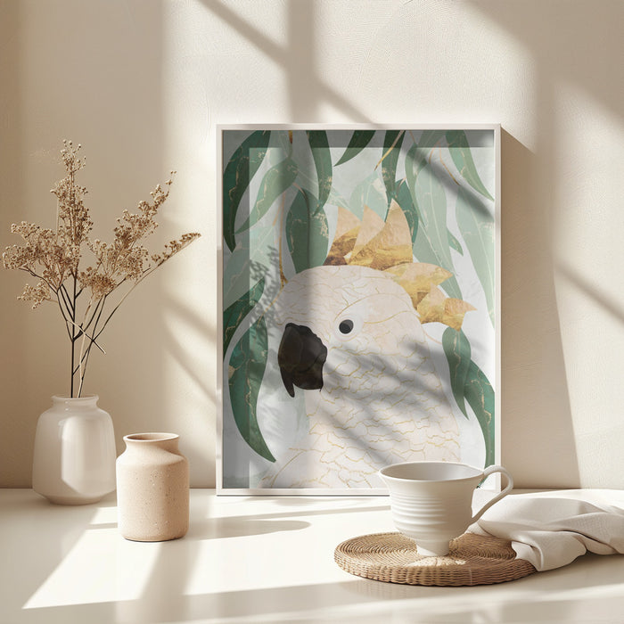 Sydney Opera Cockatoo with Eucalyptus Framed Art Wall Decor