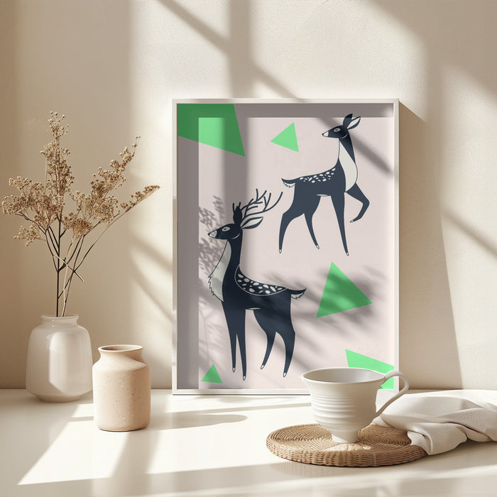 Abstract Deer #2 Framed Art Modern Wall Decor