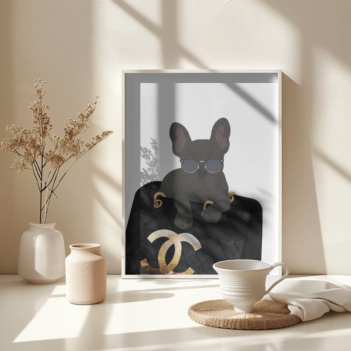 Frenchie in the bag Framed Art Wall Decor