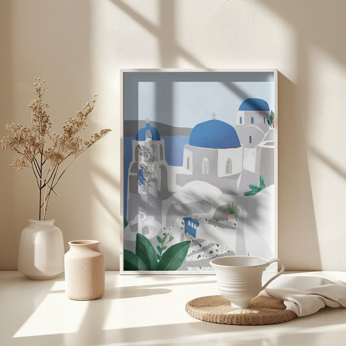 Santorini island Framed Art Modern Wall Decor