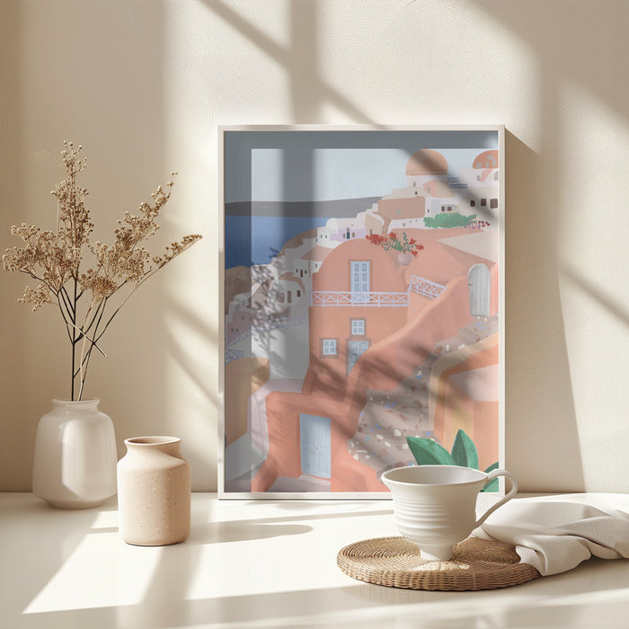 Santorini Framed Art Modern Wall Decor