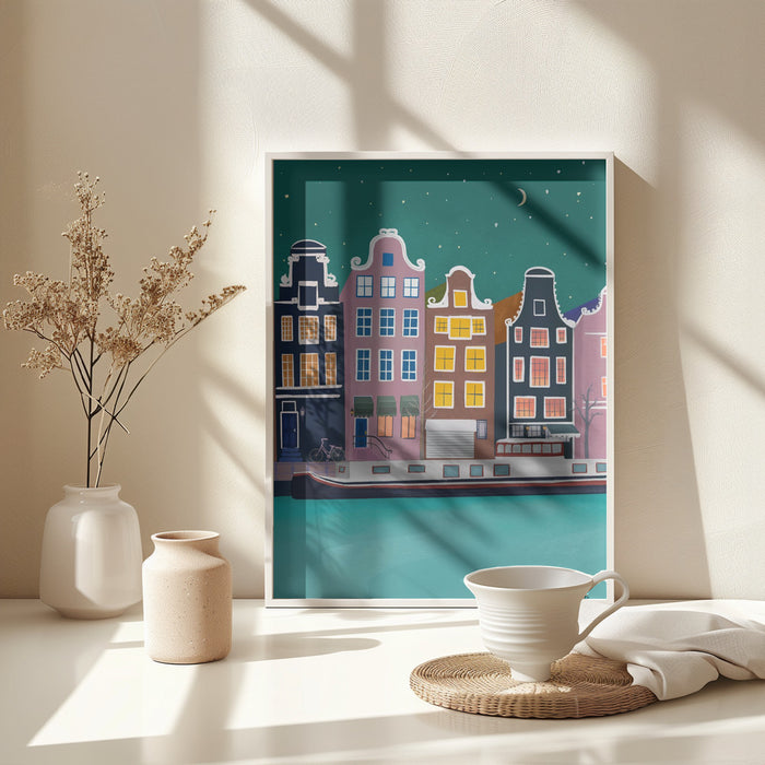 Amsterdam by night Framed Art Modern Wall Decor