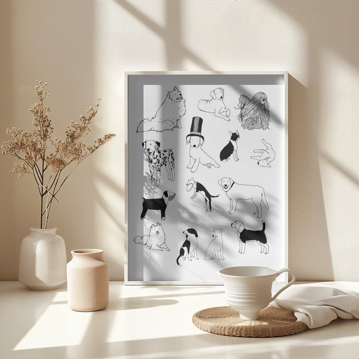 Dogs Framed Art Modern Wall Decor