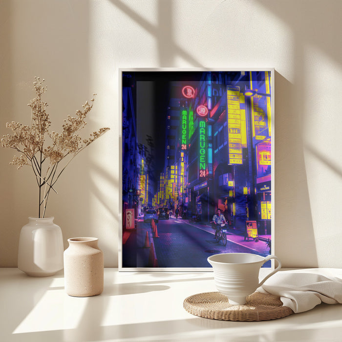 Neon Street Framed Art Modern Wall Decor