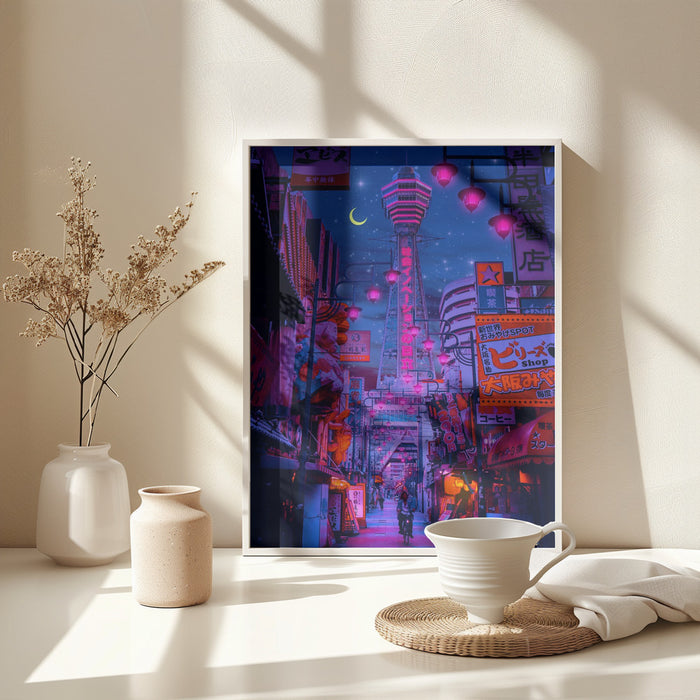 Osaka Lights Framed Art Wall Decor