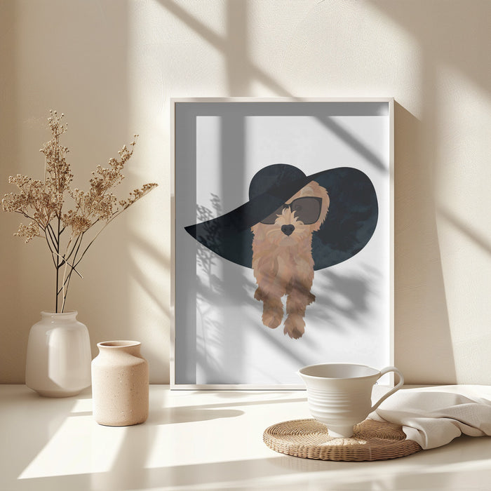 Cockapoo Sun Hat Framed Art Wall Decor