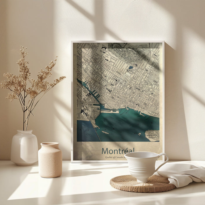 Montreal map Framed Art Modern Wall Decor