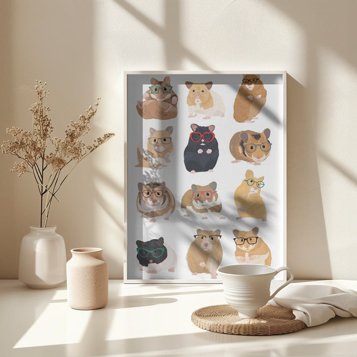 A1 Hamsters In Glasses Framed Art Wall Decor