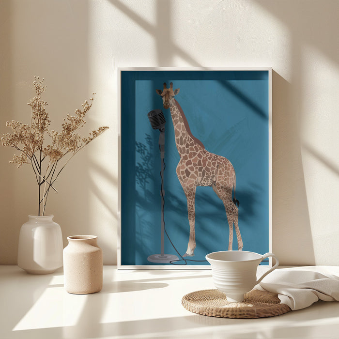 Giraffe Microphone Pink 2 01 Framed Art Wall Decor