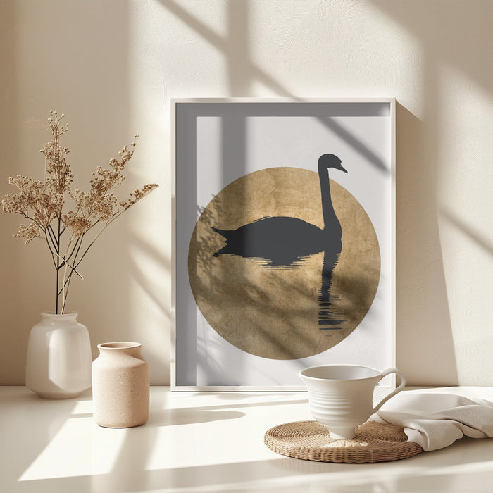 The Swan Gold Framed Art Wall Decor