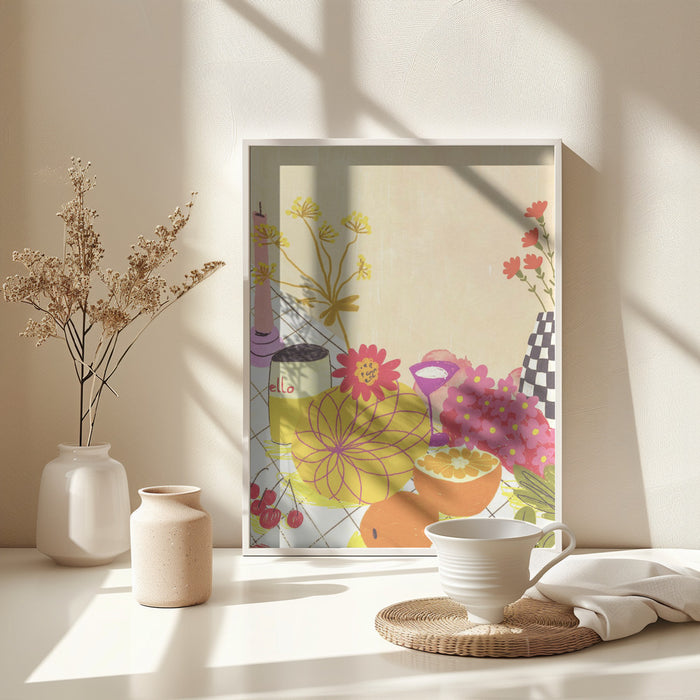 Citrus and flowers Framed Art Modern Wall Decor