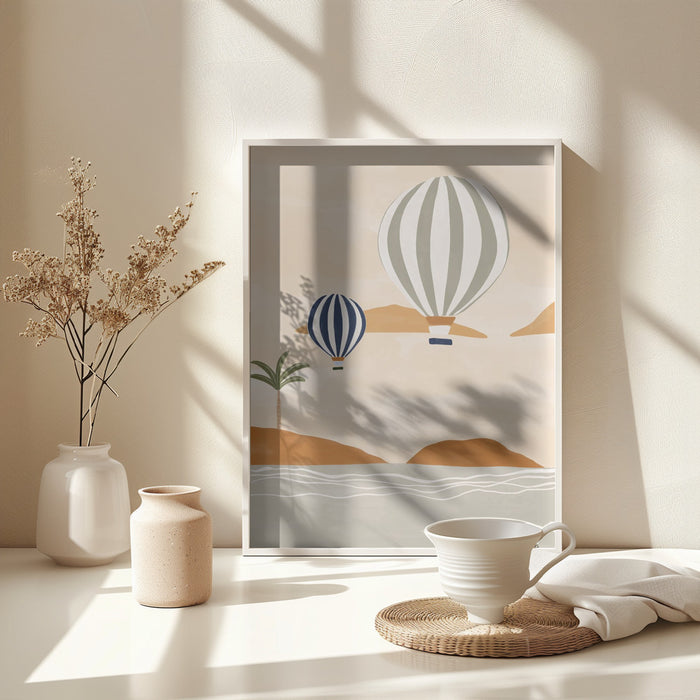 Airballoons In Dessert Framed Art Modern Wall Decor