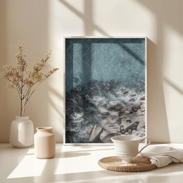 Aqua Shores Framed Art Modern Wall Decor