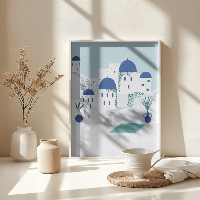 Santorini Framed Art Modern Wall Decor