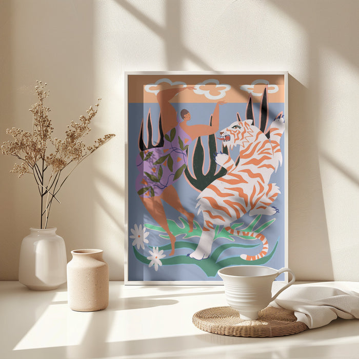 Hello Tiger Framed Art Wall Decor