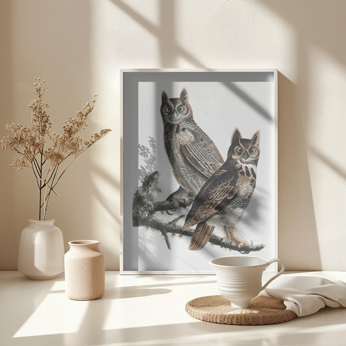 Great Horned Owl From Birds of America (1827) Framed Art Wall Decor