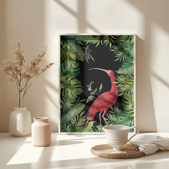 Jungle With Heron Framed Art Wall Decor