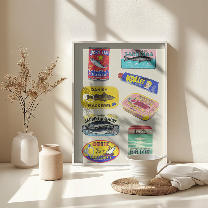 Canned Fish Framed Art Wall Decor