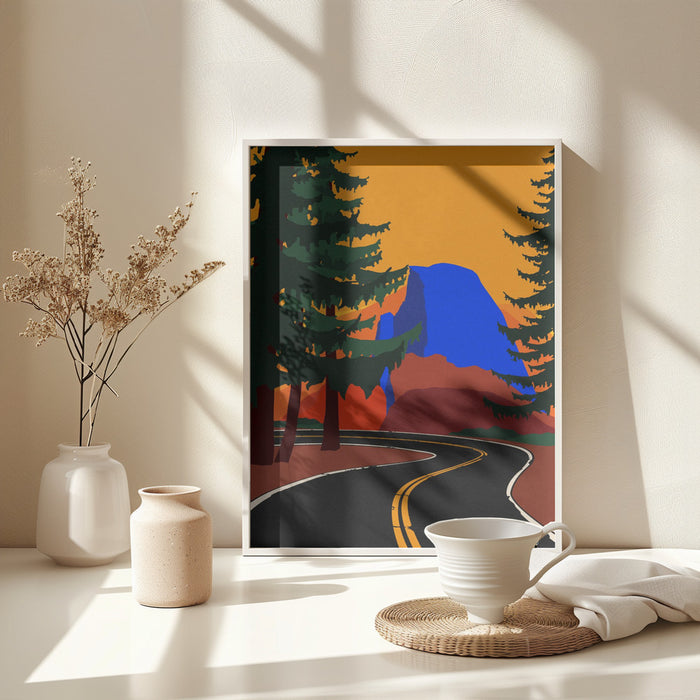 Clacier Road With Half Dome Framed Art Modern Wall Decor