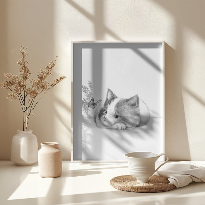 Black Cat Framed Art Modern Wall Decor