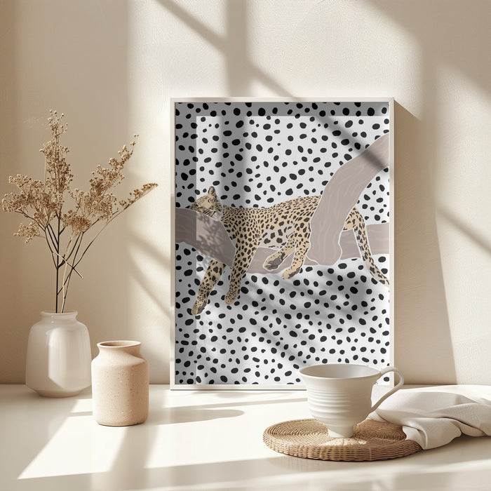 Leopard Sleeping Polkadots Framed Art Wall Decor