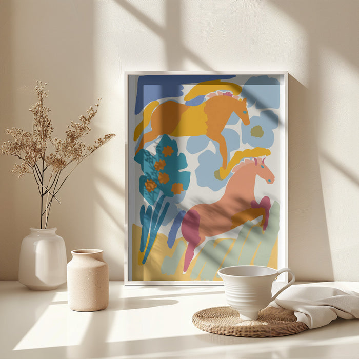 Wild Horses Framed Art Modern Wall Decor