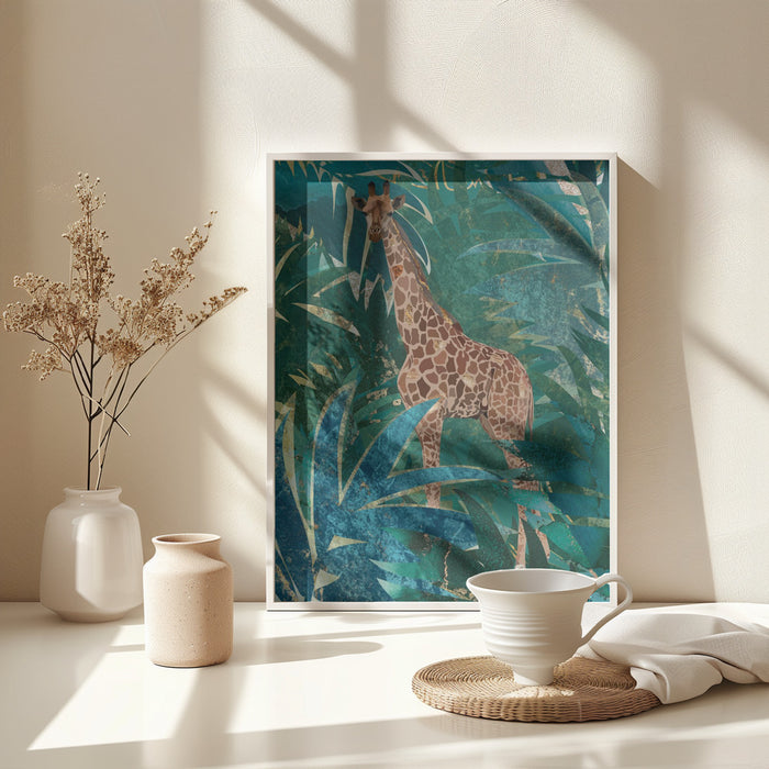 Giraffe in the jungle Framed Art Modern Wall Decor