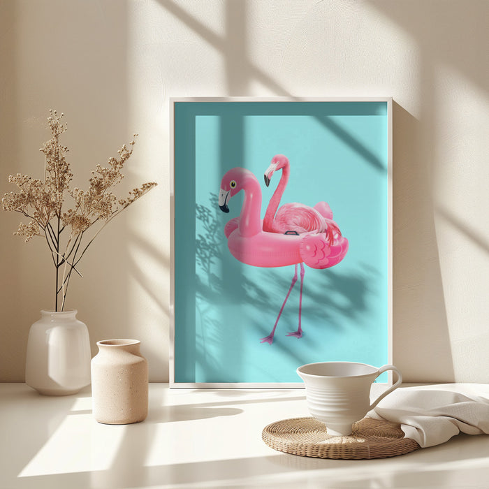 Flamingo on Resort Framed Art Modern Wall Decor