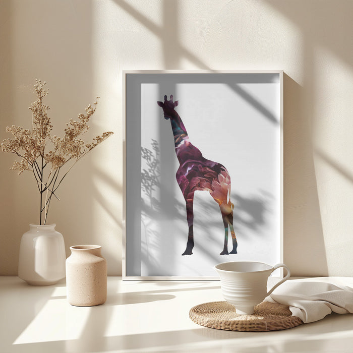 Flower Giraffe Framed Art Modern Wall Decor