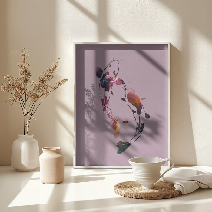 Koi Fish Abstract Framed Art Modern Wall Decor