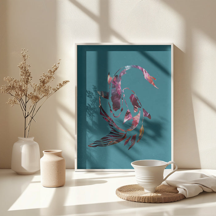 Pink Koi Fish Framed Art Wall Decor