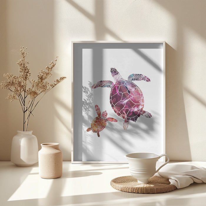 Abstract pink turtles Framed Art Wall Decor