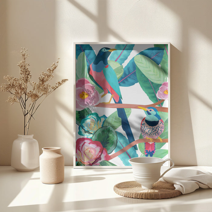 Birds of Spring Framed Art Wall Decor